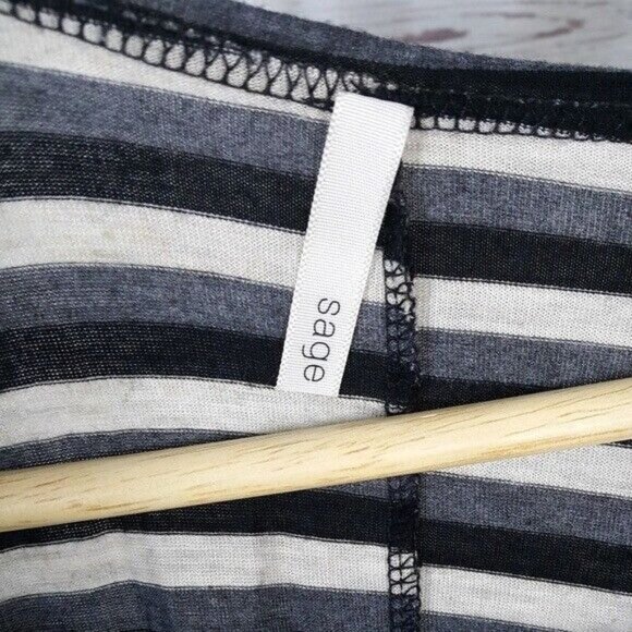 2/$15 Sage Womens Loose Fit Top Gray XL Hi Low Elbow Crochet Unstructured Stripe - Picture 6 of 6